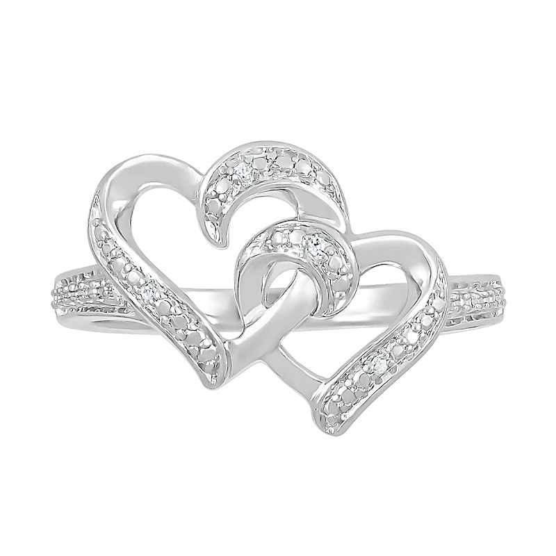 Main Image 2 of Diamond Accent Interlocking Hearts Ring in Sterling Silver