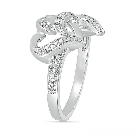 Diamond Accent Interlocking Hearts Ring in Sterling Silver
