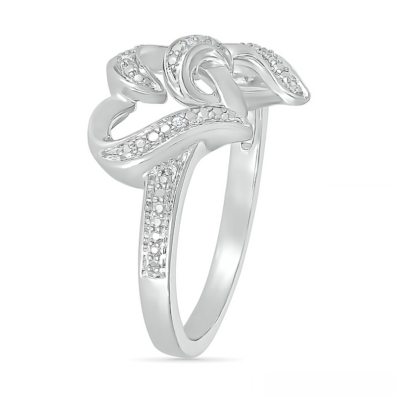 Main Image 3 of Diamond Accent Interlocking Hearts Ring in Sterling Silver