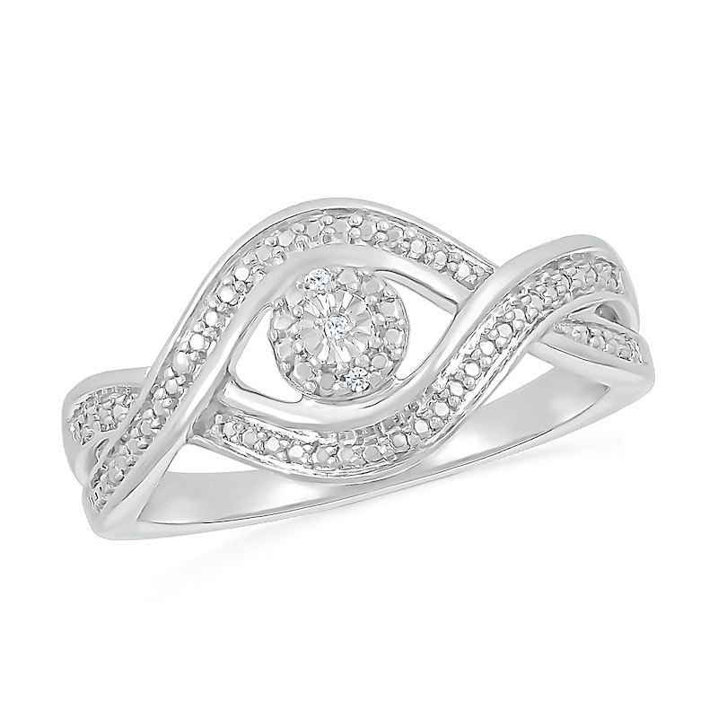 Main Image 1 of Diamond Accent Crossover Twist Shank Ring in Sterling Silver