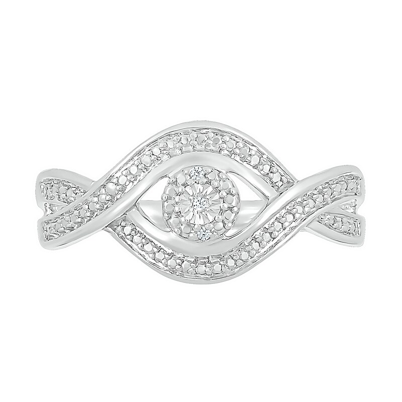 Main Image 2 of Diamond Accent Crossover Twist Shank Ring in Sterling Silver