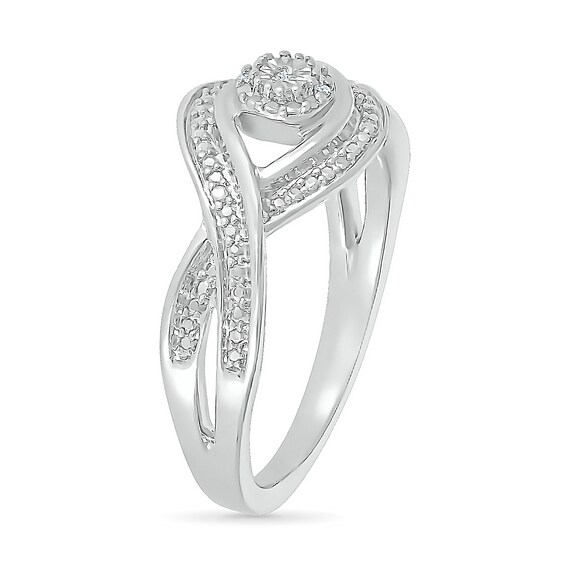 Diamond Accent Crossover Twist Shank Ring in Sterling Silver