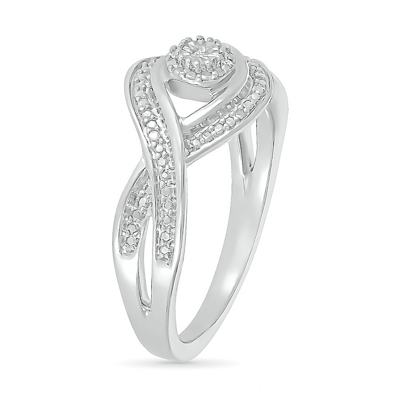 Main Image 3 of Diamond Accent Crossover Twist Shank Ring in Sterling Silver