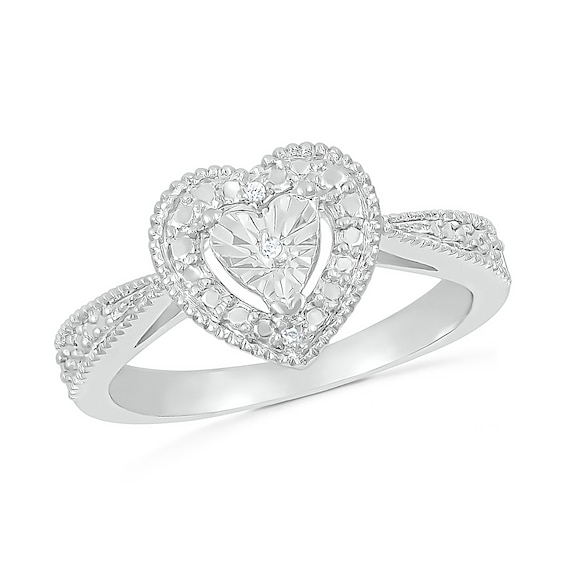 Diamond Accent Triple Heart Ring in Sterling Silver