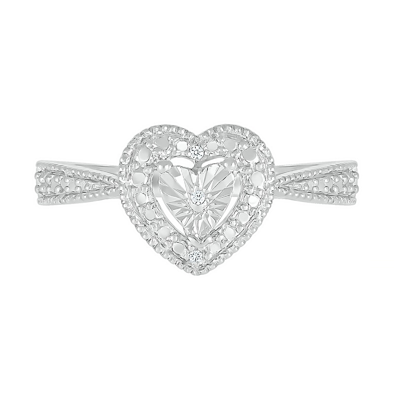 Diamond Accent Double Heart Vintage-Style Ring in Sterling Silver