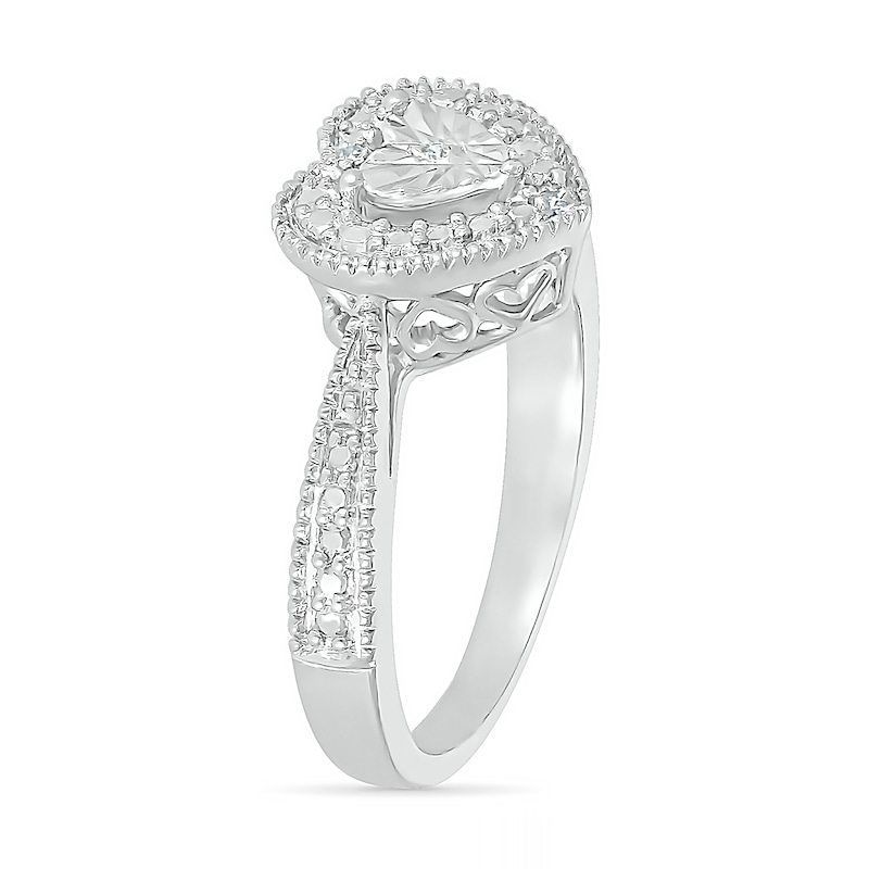Diamond Accent Double Heart Vintage-Style Ring in Sterling Silver