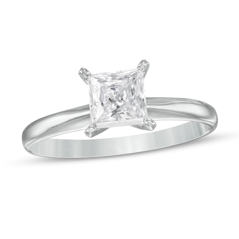Main Image 1 of 1 CT. Princess-Cut Diamond Solitaire Engagement Ring in 14K White Gold (J/I3)