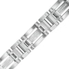 Thumbnail Image 1 of 1/6 CT. T.W. Diamond Multi-Finish Triple Row Industrial Link Bracelet in Stainless Steel - 8.5"