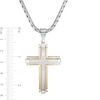 Thumbnail Image 3 of Men's 1/10 CT. T.W. Diamond Multi-Finish Layered Industrial Cross Pendant in Stainless Steel and Yellow IP - 24"