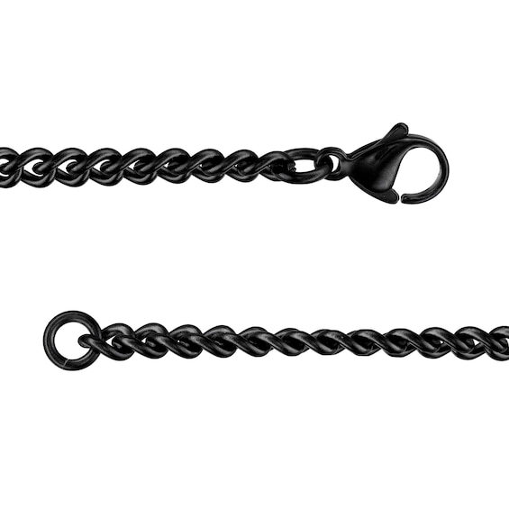 Men's 1/4 CT. T.w. Black Enhanced Diamond Chain Link Cross Pendant in Stainless Steel with Black and Blue IP - 24"