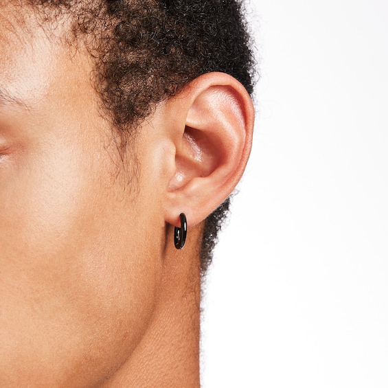 15.0mm Tube Hoop Earrings Set in Stainless Steel and Black IP