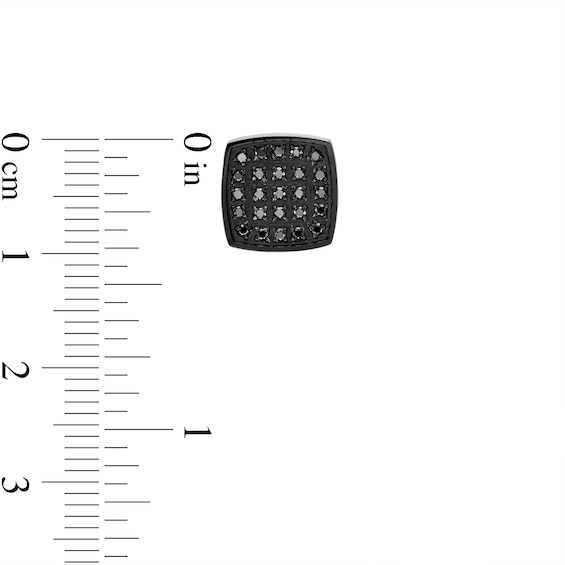 1/4 CT. T.w. Cushion Composite Black Enhanced Diamond Stud Earrings in Stainless Steel with Black IP