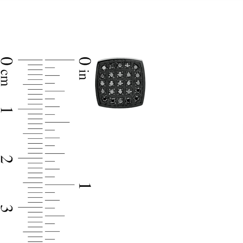Main Image 2 of 1/4 CT. T.W. Cushion Composite Black Enhanced Diamond Stud Earrings in Stainless Steel with Black IP