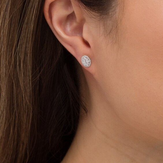 1/2 CT. T.w. Composite Oval Diamond Frame Stud Earrings in 10K White Gold