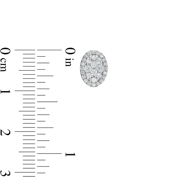 1/2 CT. T.w. Composite Oval Diamond Frame Stud Earrings in 10K White Gold