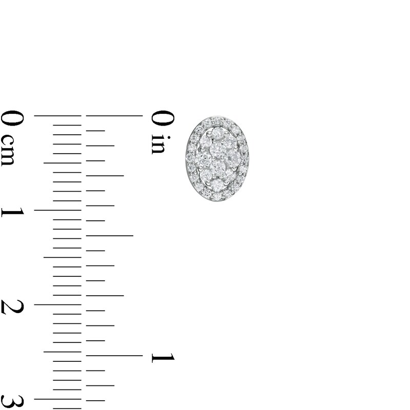 Main Image 3 of 1/2 CT. T.W. Composite Oval Diamond Frame Stud Earrings in 10K White Gold