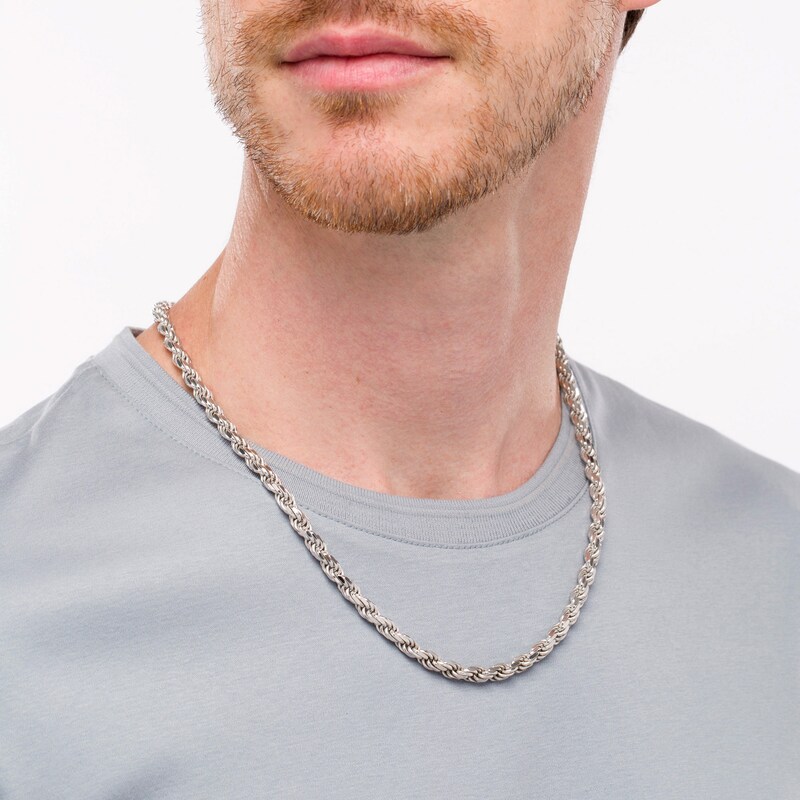 Main Image 2 of Vera Wang Men 5.0mm Diamond-Cut Rope Chain Necklace in Solid Sterling Silver  - 24"