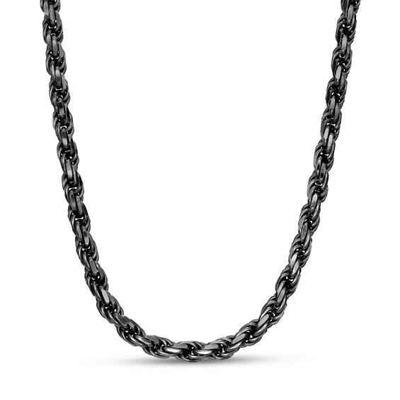 Vera Wang Men 5.0mm Diamond-Cut Rope Chain Necklace in Solid Sterling Silver with Black Rhodium - 24"