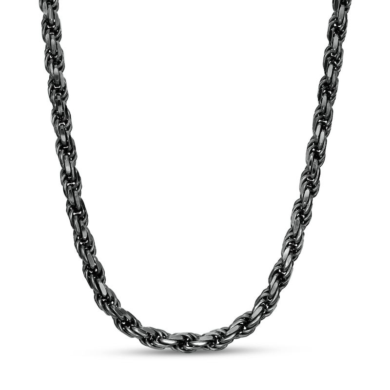 Main Image 1 of Vera Wang Men 5.0mm Diamond-Cut Rope Chain Necklace in Solid Sterling Silver with Black Rhodium - 24"