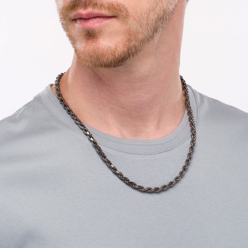 Main Image 2 of Vera Wang Men 5.0mm Diamond-Cut Rope Chain Necklace in Solid Sterling Silver with Black Rhodium - 24"