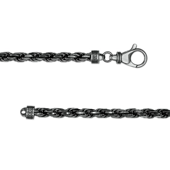 Vera Wang Men 5.0mm Diamond-Cut Rope Chain Necklace in Solid Sterling Silver with Black Rhodium - 24"