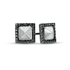 Thumbnail Image 1 of Vera Wang Men 1/4 CT. T.W. Black Enhanced Diamond Frame Pyramid Stud Earrings in Sterling Silver and Black Rhodium
