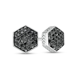 Vera Wang Men 3/8 CT. T.W. Hexagonal Black Multi-Diamond Stud Earrings in Sterling Silver and Black Rhodium