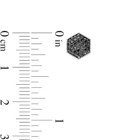 Vera Wang Men 3/8 CT. T.w. Hexagonal Black Multi-Diamond Stud Earrings in Sterling Silver and Black Ruthenium