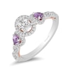 Thumbnail Image 1 of Enchanted Disney Rapunzel 3/4 CT. T.W. Oval Diamond and Rose de France Quartz Engagement Ring in 14K Two-Tone Gold