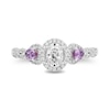 Thumbnail Image 4 of Enchanted Disney Rapunzel 3/4 CT. T.W. Oval Diamond and Rose de France Quartz Engagement Ring in 14K Two-Tone Gold