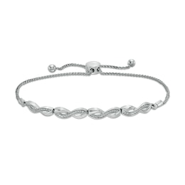Diamond Accent Infinity Bolo Bracelet in Sterling Silver – 9.5&quot;