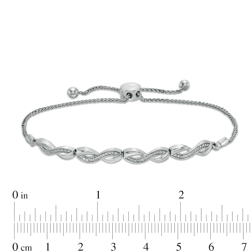 Diamond Accent Infinity Bolo Bracelet in Sterling Silver – 9.5"