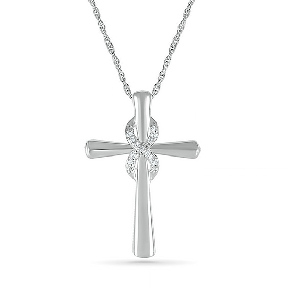 Diamond Accent Infinity Cross Pendant in Sterling Silver