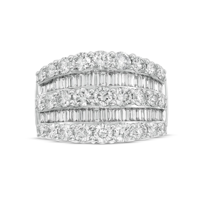 3 CT. T.W. Baguette and Round Diamond Anniversary Band in 14K White Gold