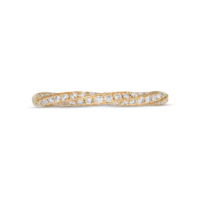 Main Image 4 of 1/4 CT. T.W. Diamond Twist Stackable Anniversary Band in 14K Gold