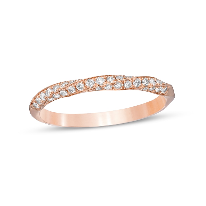 Main Image 1 of 1/4 CT. T.W. Diamond Twist Stackable Anniversary Band in 14K Rose Gold