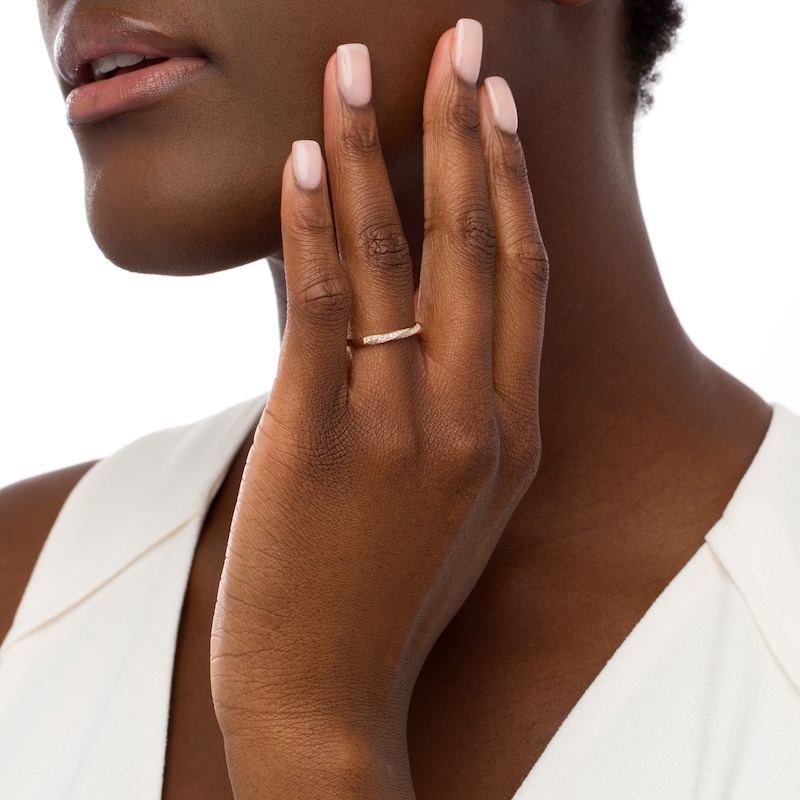 Main Image 2 of 1/4 CT. T.W. Diamond Twist Stackable Anniversary Band in 14K Rose Gold