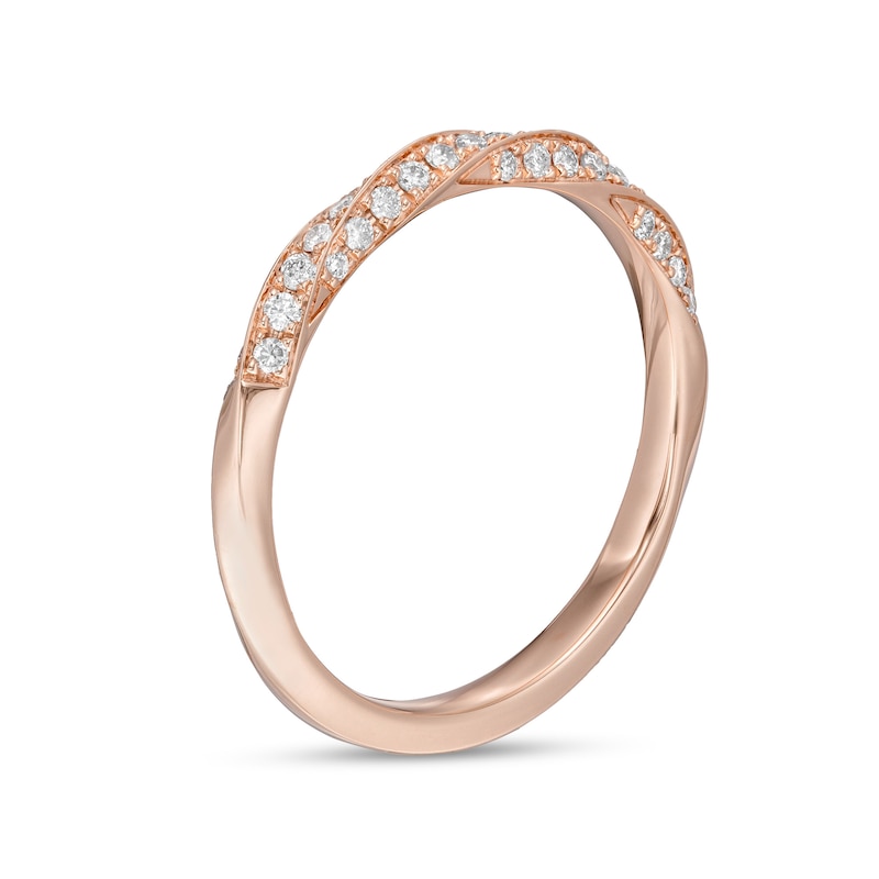 Main Image 3 of 1/4 CT. T.W. Diamond Twist Stackable Anniversary Band in 14K Rose Gold