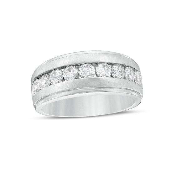 Men's 1-1/2 CT. T.w. Diamond Nine Stone Wedding Band in 10K White Gold