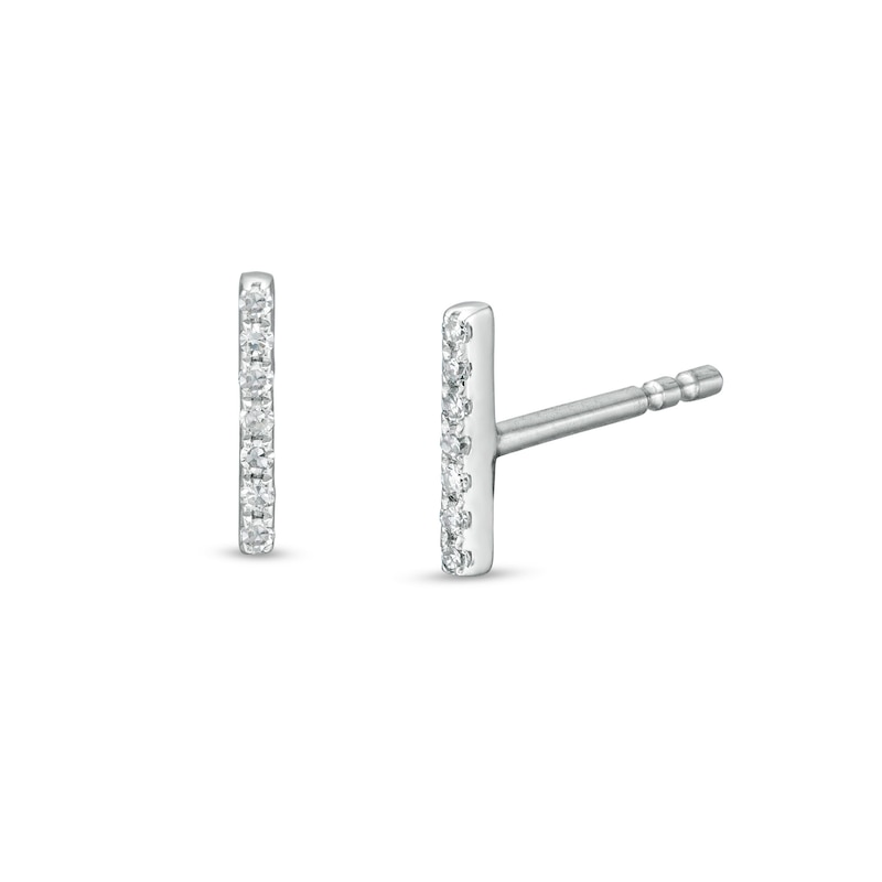 1/20 CT. T.W. Diamond Bar Stud Earrings in 10K White Gold