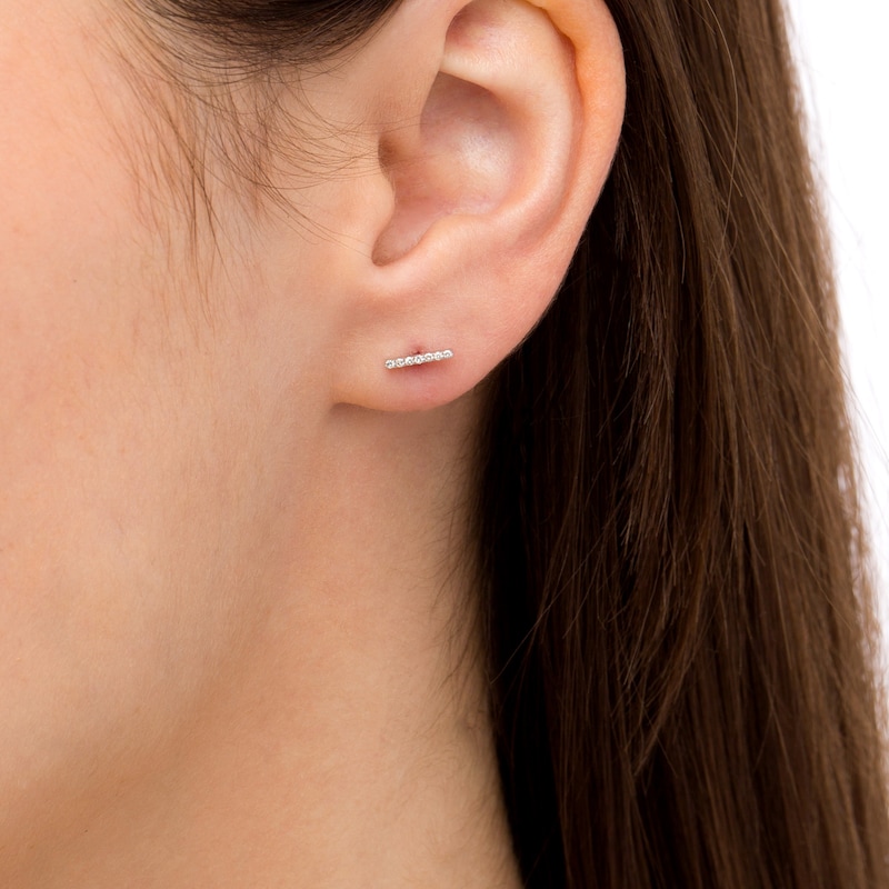 1/20 CT. T.W. Diamond Bar Stud Earrings in 10K White Gold