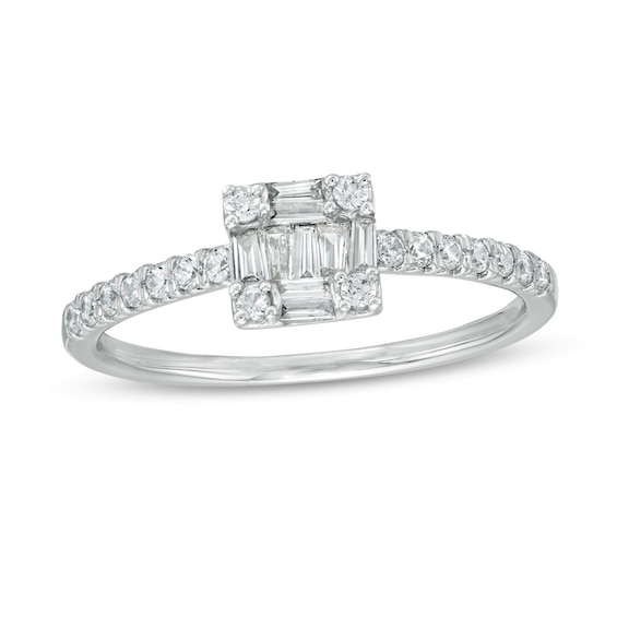 1/3 CT. T.w. Composite Square Diamond Ring in 10K White Gold
