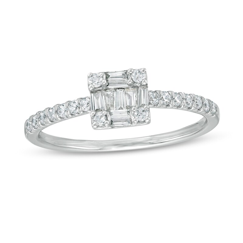 Main Image 1 of 1/3 CT. T.W. Composite Square Diamond Ring in 10K White Gold