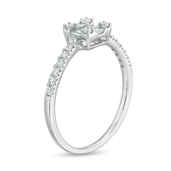 1/3 CT. T.w. Composite Square Diamond Ring in 10K White Gold