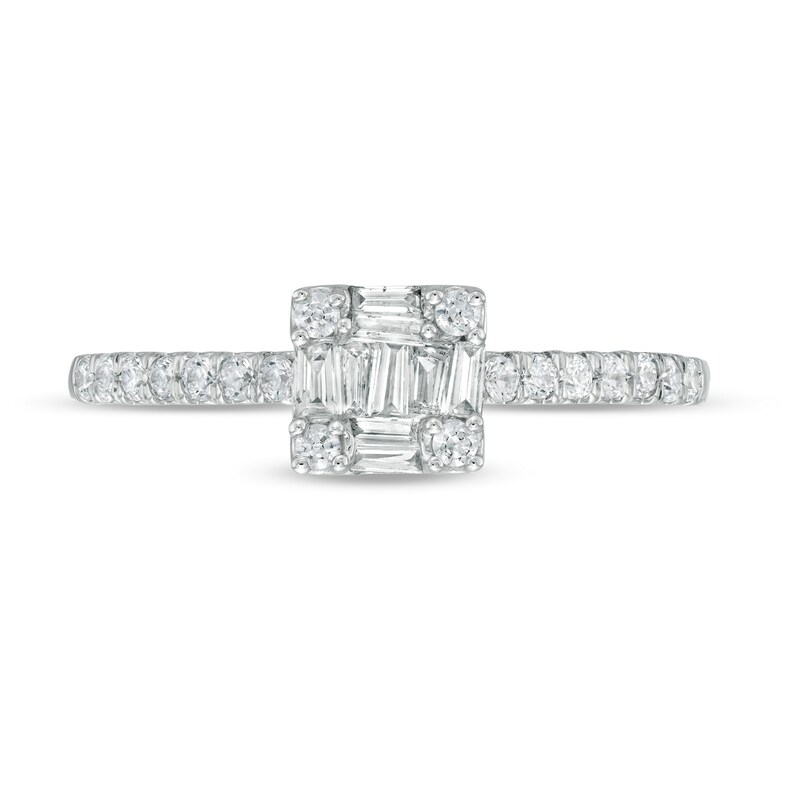 Main Image 4 of 1/3 CT. T.W. Composite Square Diamond Ring in 10K White Gold