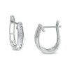 Thumbnail Image 1 of 1/8 CT. T.W. Baguette Diamond Hoop Earrings in 10K White Gold