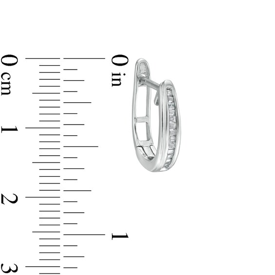 1/8 CT. T.w. Baguette Diamond Hoop Earrings in 10K White Gold