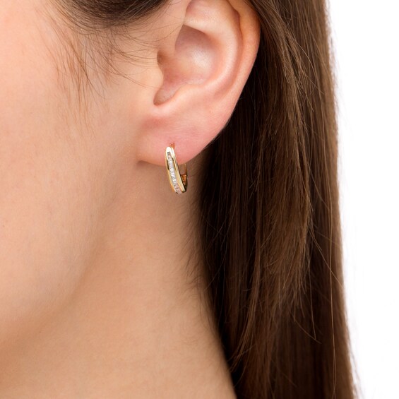 1/8 CT. T.w. Baguette Diamond Hoop Earrings in 10K Gold