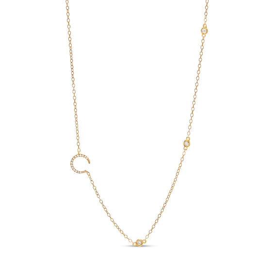 1/8 CT. T.w. Diamond Crescent Moon Station Necklace in 10K Gold