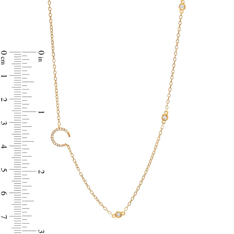 Main Image 4 of 1/8 CT. T.W. Diamond Crescent Moon Station Necklace in 10K Gold